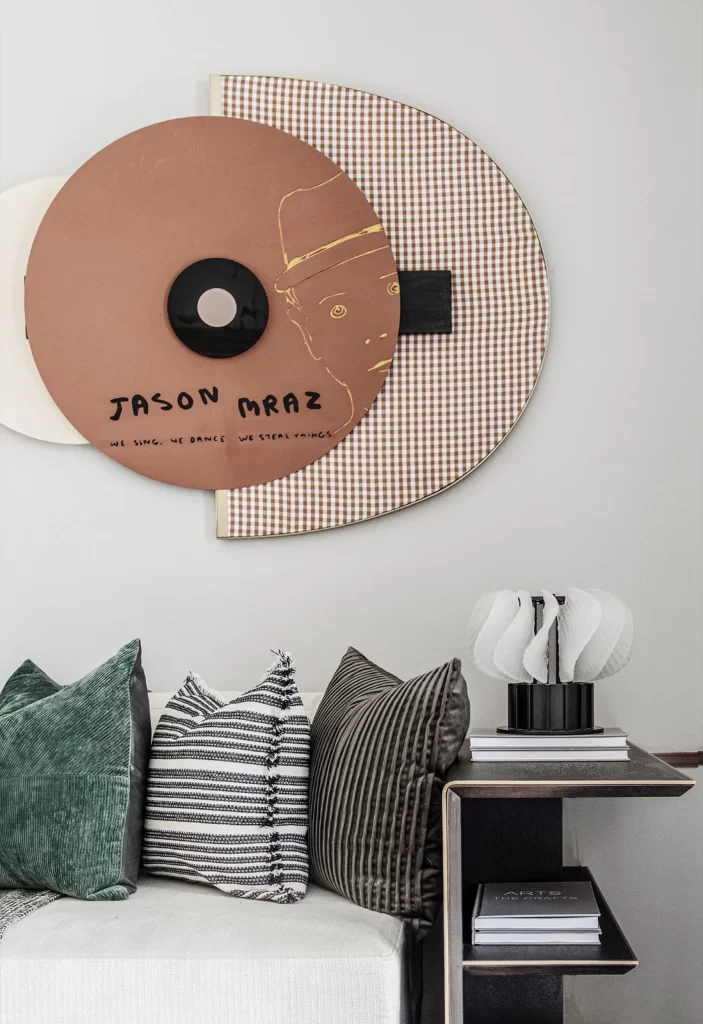 Contemporary Eclectic Living Space Neutral Tones Mixed Textures Artistic Decor
