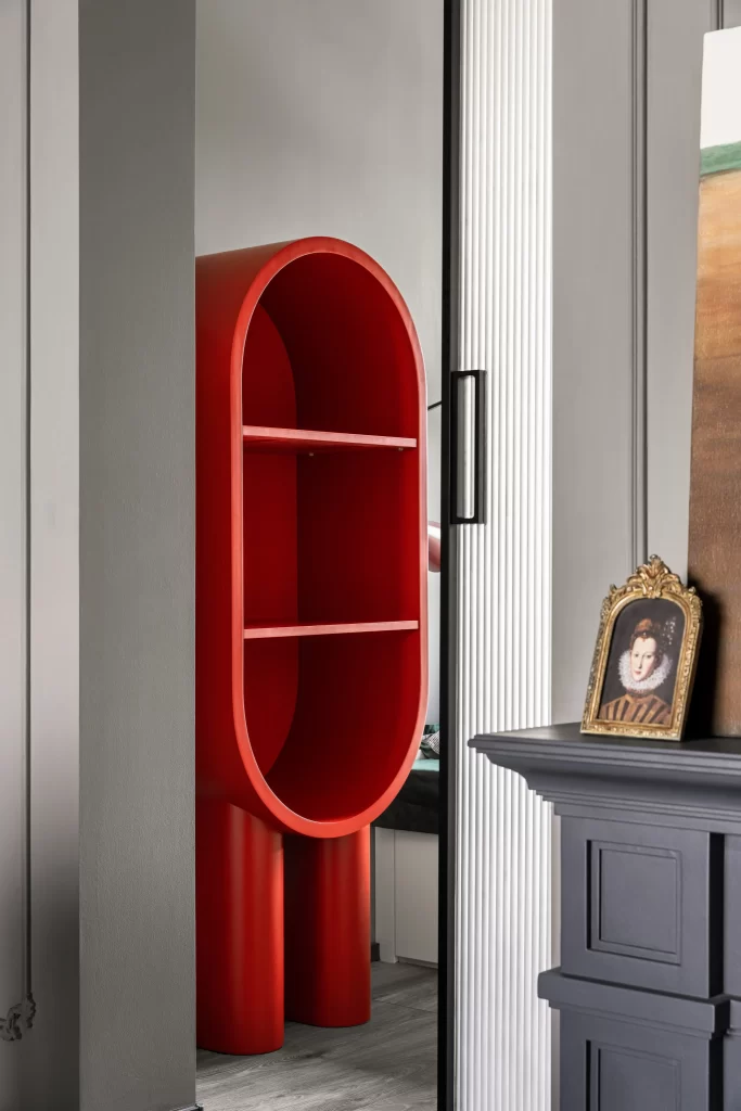 Contemporary Eclectic Living Space Red Black White Artistic