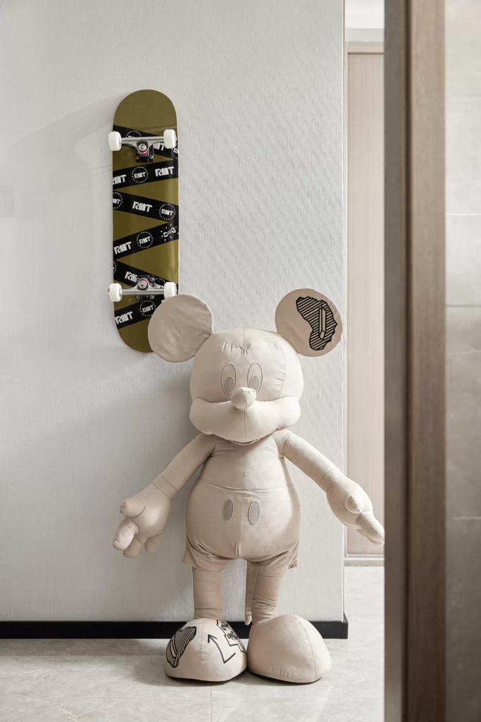 Contemporary Eclectic Space Beige Neutral Skateboard Decorative