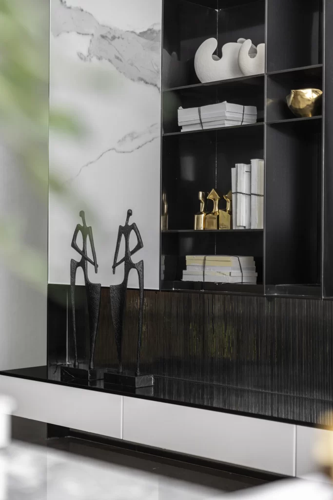 Contemporary Elegance Black White Marble Sculptures
