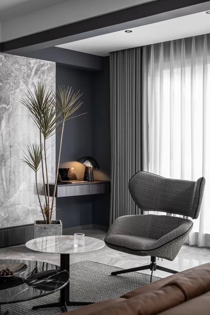 Contemporary Elegance Dark Gray Neutral Marble Accents