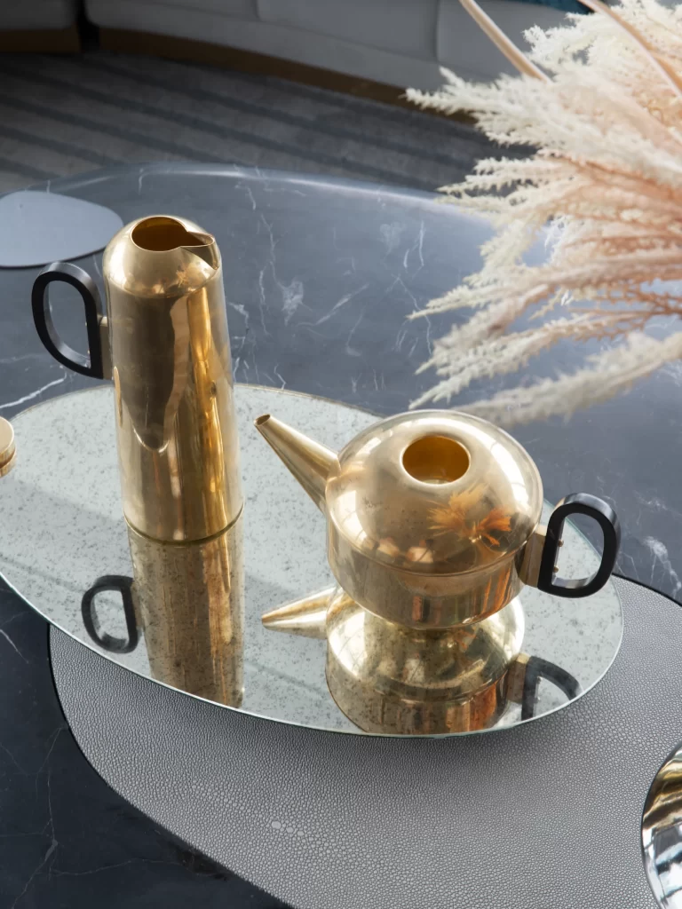 Contemporary Elegance Gold Black Marble Reflective