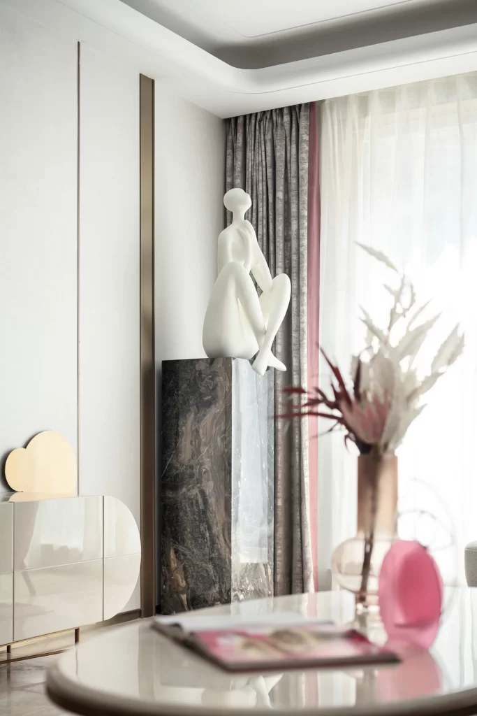 Contemporary Elegance Neutral Tones Sculpture Marble Accents