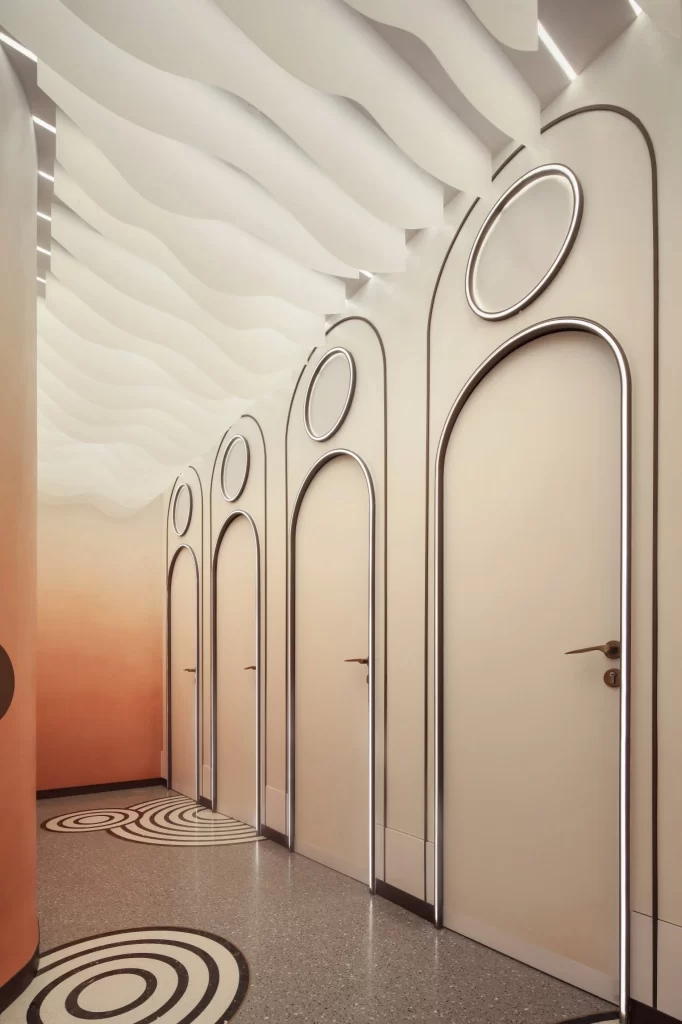 Contemporary Elegant Hallway Beige Neutral Geometric Patterns