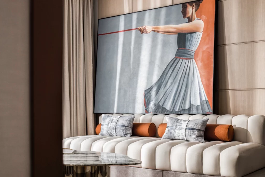 Contemporary Elegant Living Space Neutral Tones Artistic Accents