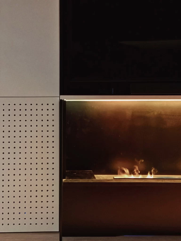 Contemporary Fireplace Neutral Tones Minimalist Design