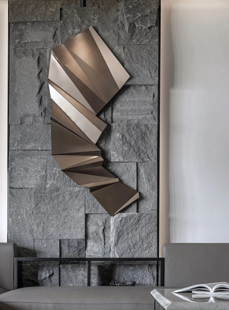 Contemporary Geometric Wall Art Neutral Tones Stone Texture