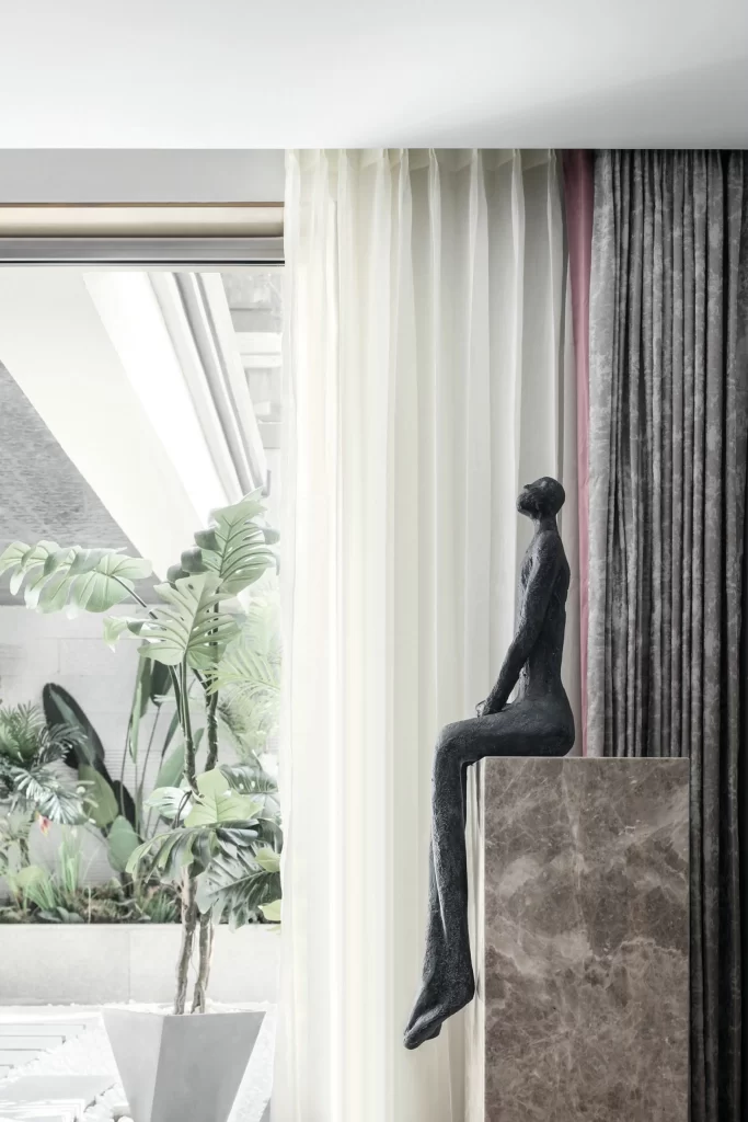 Contemporary Interior Design Neutral Tones Minimalist Sculpture Natural Light