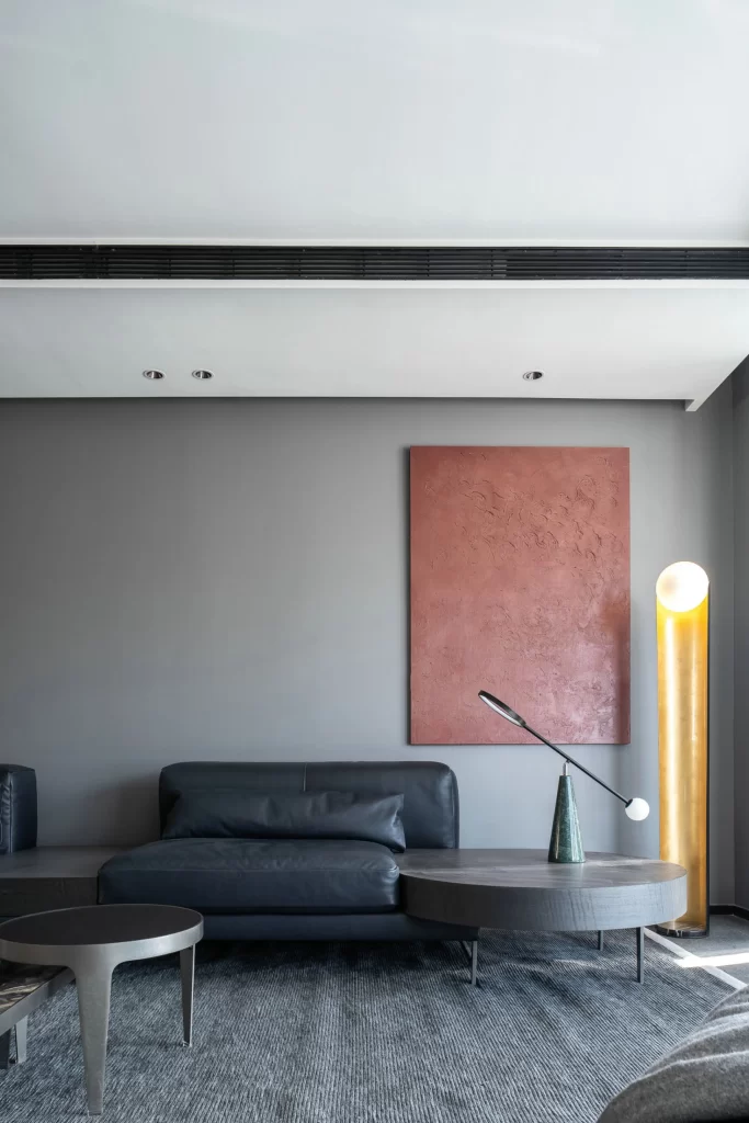 Contemporary Living Room Grey Black Neutral Artistic