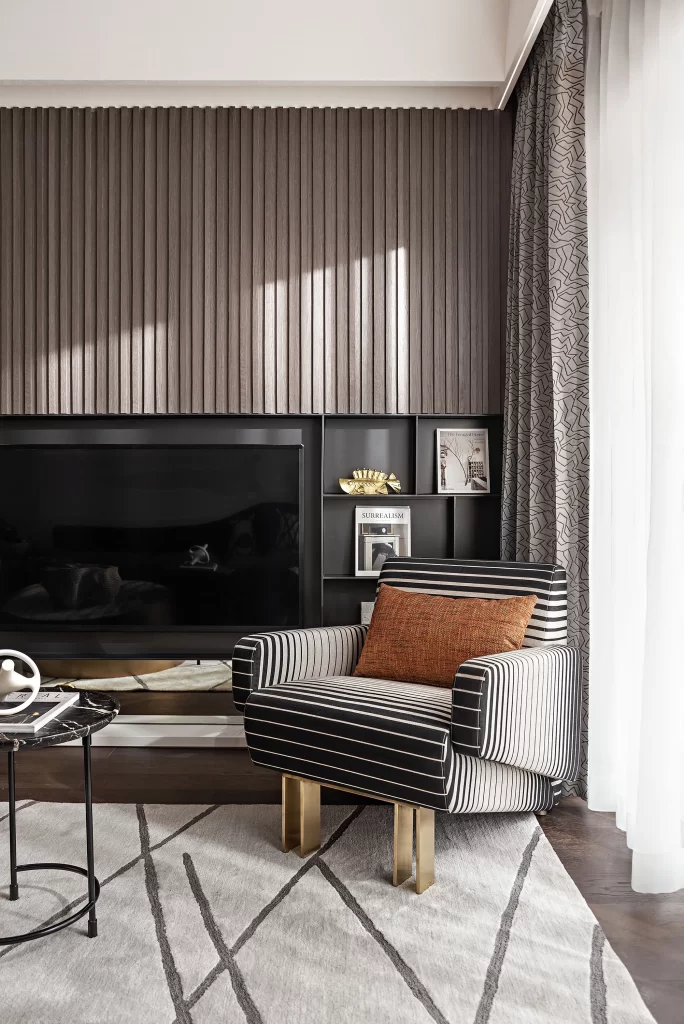 Contemporary Living Room Neutral Black White Gold