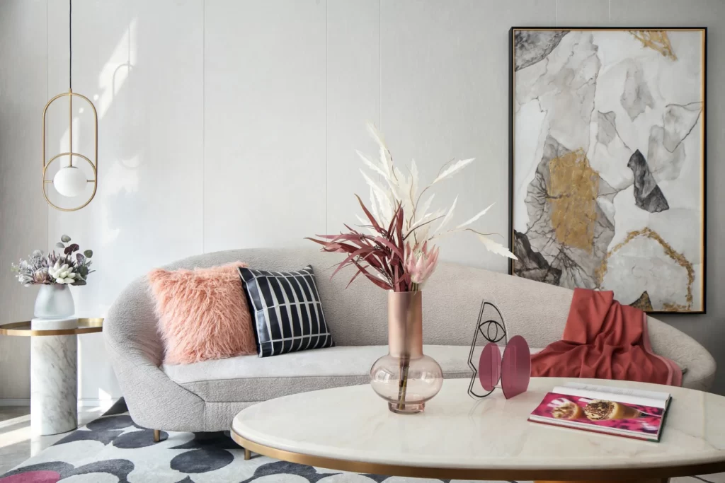 Contemporary Living Room Soft Pastel Neutral Tones Minimalist Decor