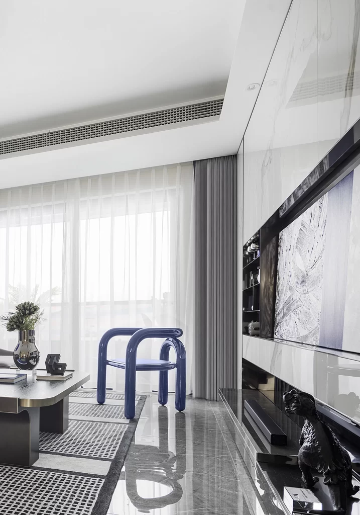 Contemporary Living Room White Gray Black Marble Modern