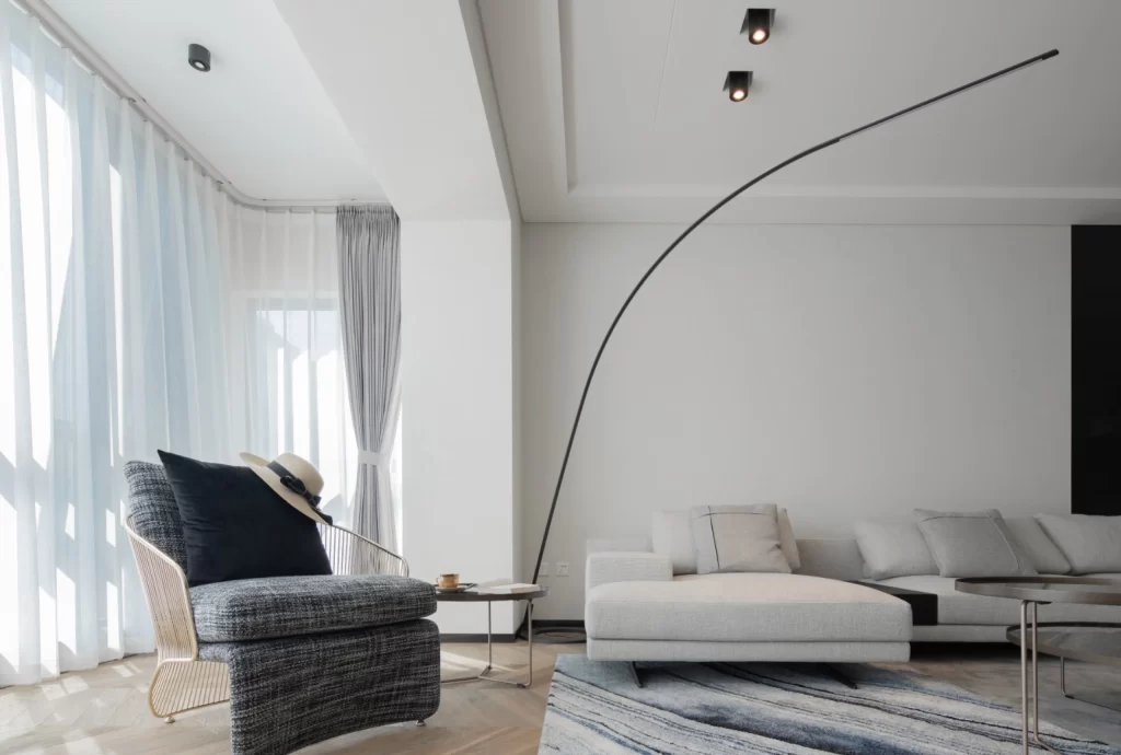 Contemporary Living Room White Neutral Soft Textures