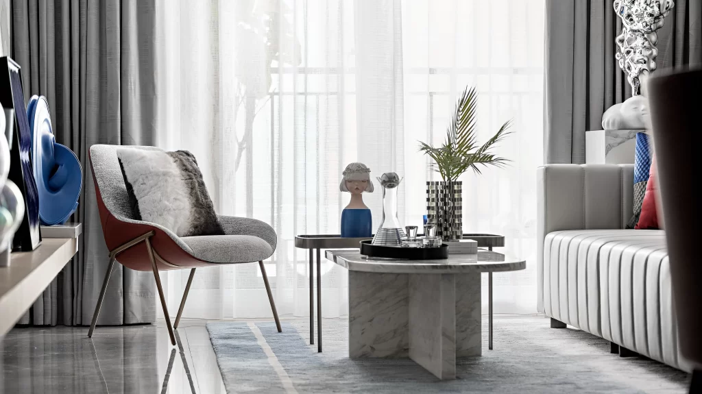 Contemporary Living Space Neutral Tones Sculptural Decorations Geometric Vase