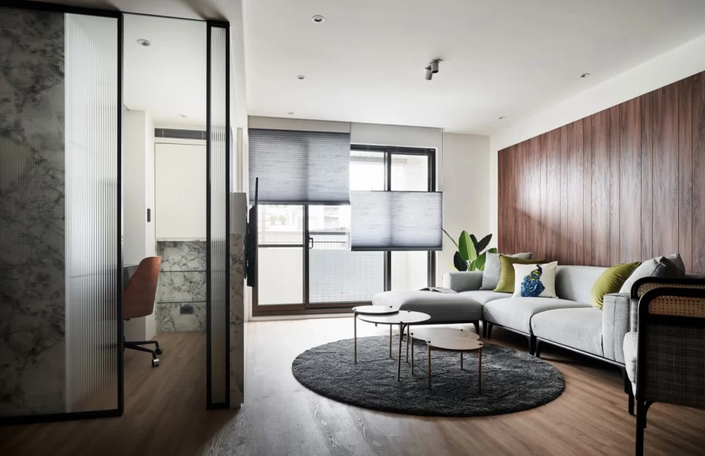 Contemporary Living Space Neutral Tones Wooden Accents Minimalist Design