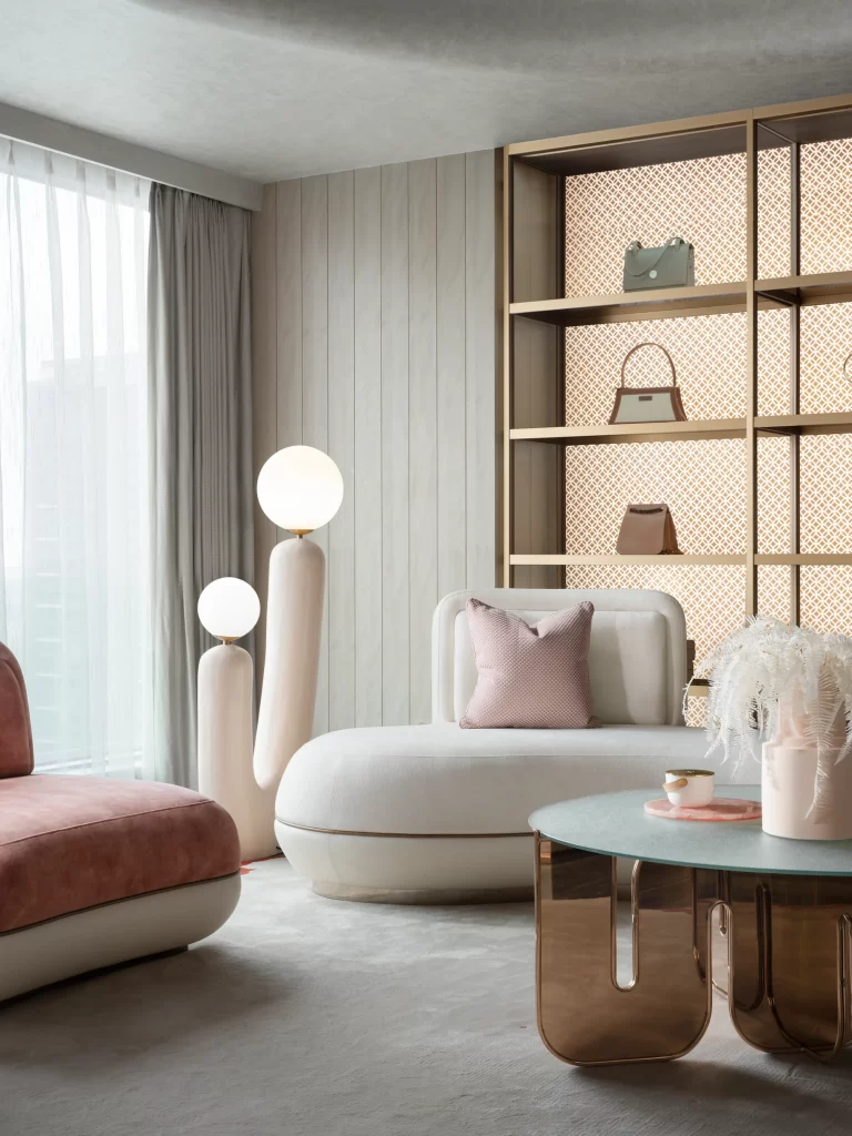 Contemporary Living Space Soft Pastel Neutral Tones Minimalist Furniture