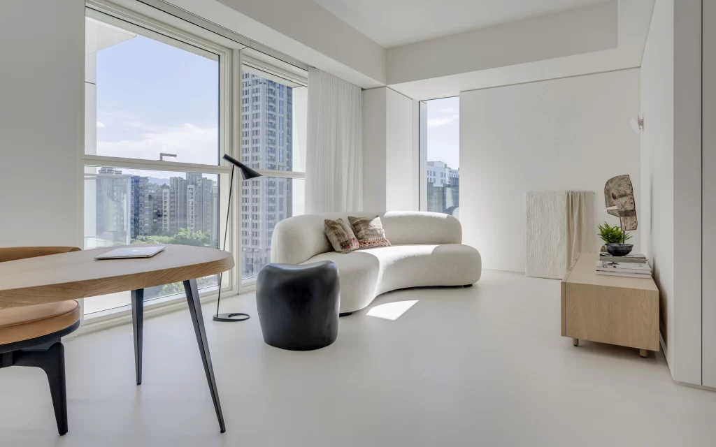 Contemporary Living Space White Neutral Light Wood Minimalist