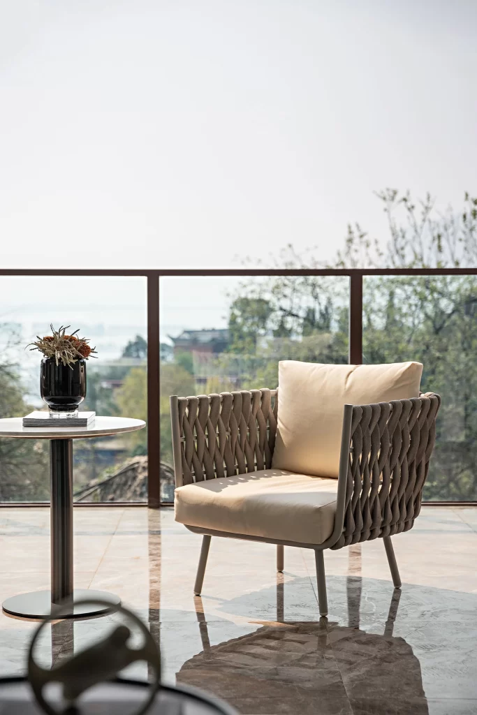 Contemporary Lounge Beige Neutral Woven Texture Natural Light