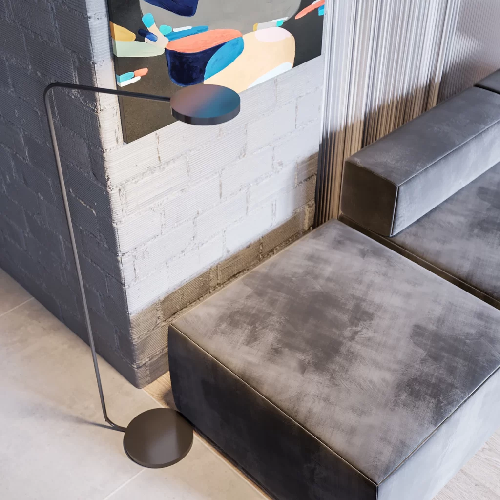 Contemporary Lounge Gray Neutral Abstract Artistic