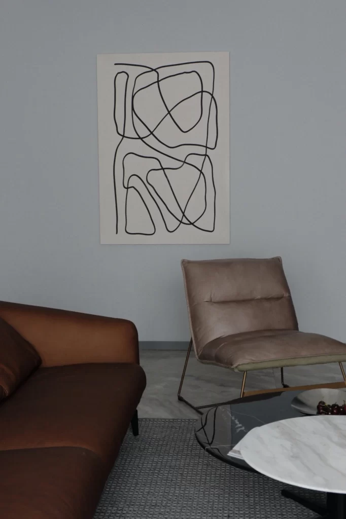 Contemporary Lounge Neutral Brown Beige Abstract Art