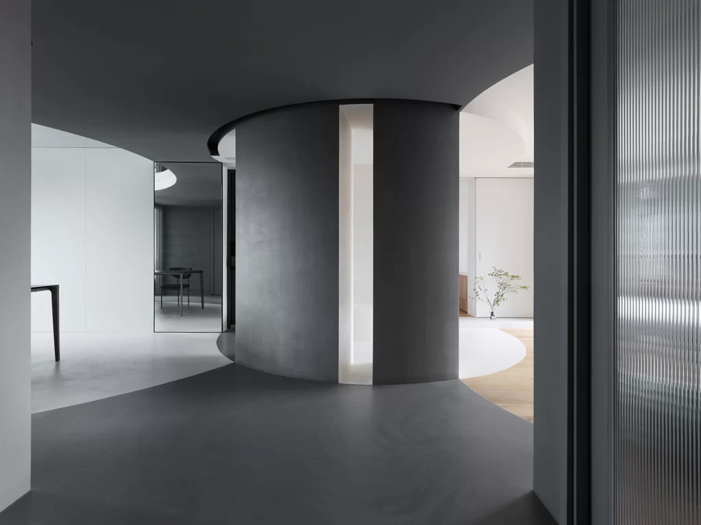 Contemporary Minimalist Interior Monochrome Neutral Curved Lines