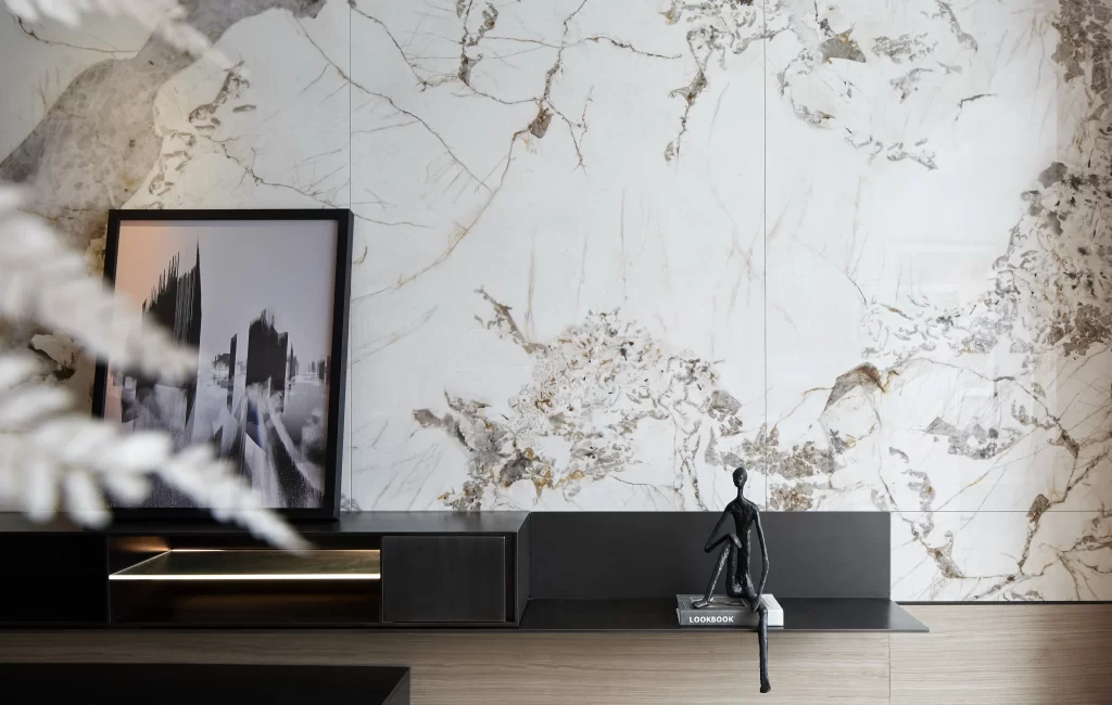 Contemporary Minimalist Living Space Neutral Tones Marble Accents