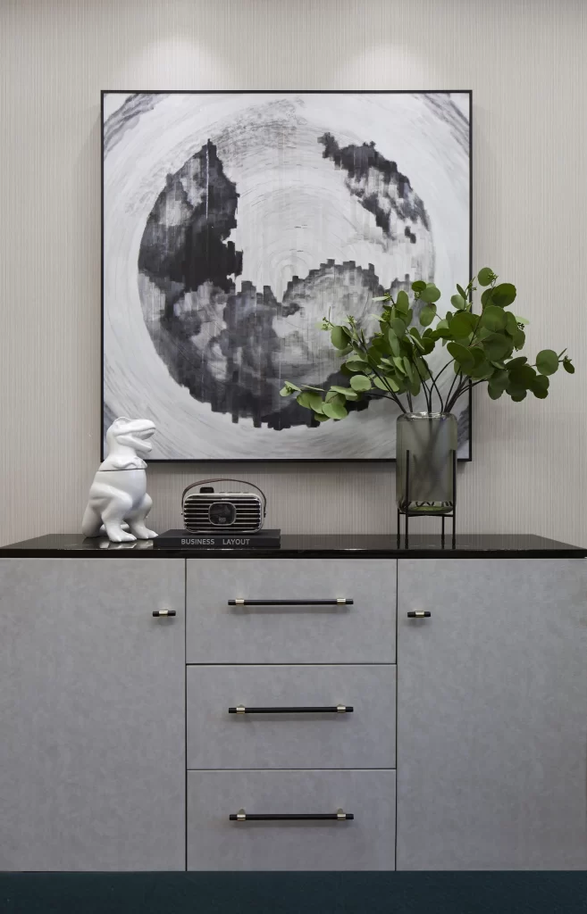 Contemporary Minimalist Office Neutral Black White Green