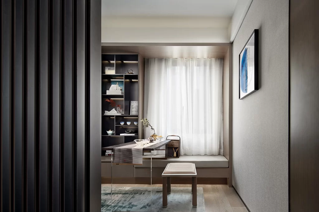 Contemporary Neutral Light Wood White Curtains Artistic