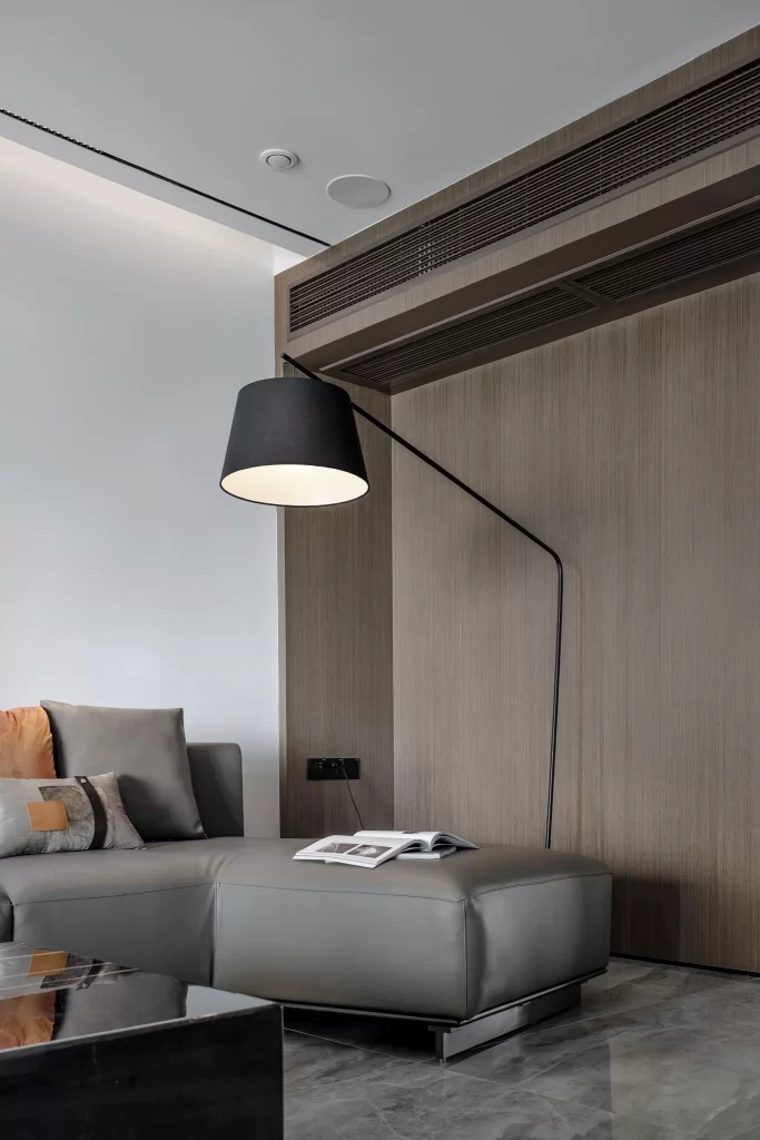 Contemporary Neutral Living Room Gray Black Wood