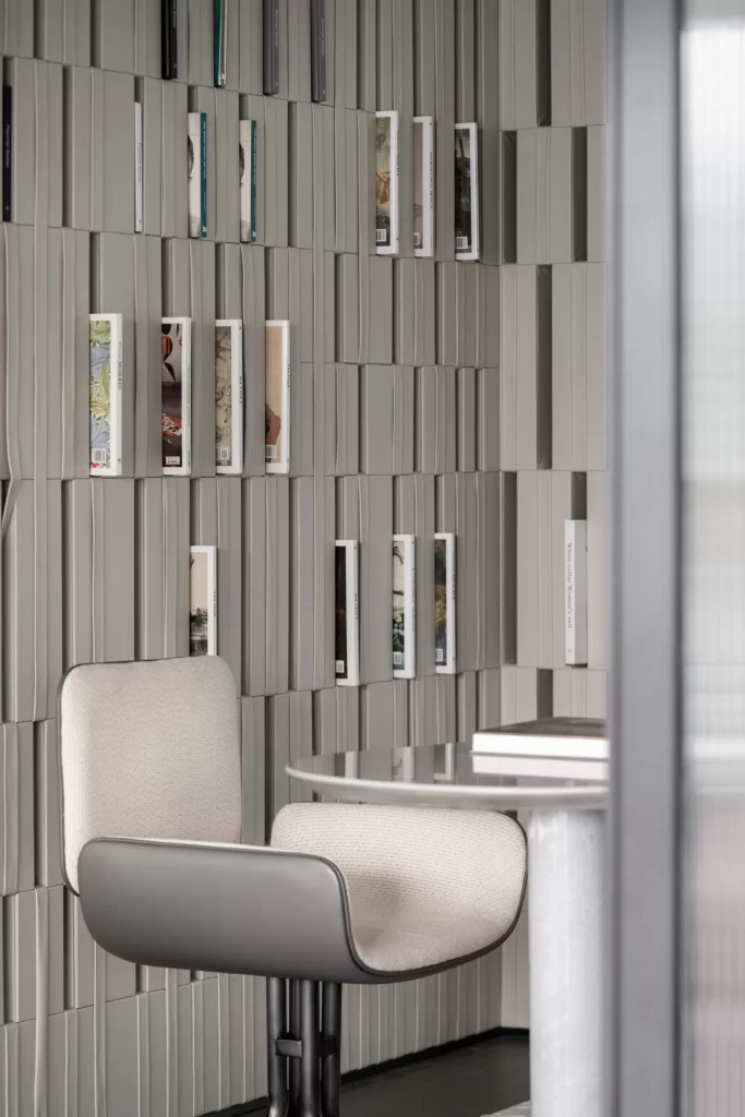 Contemporary Office Neutral Tones Sleek Furniture Geometric Patterns