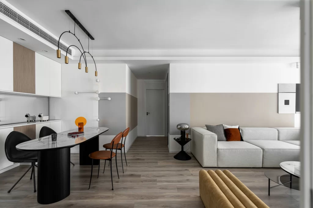 Contemporary Open Plan Neutral Tones Minimalist Furniture