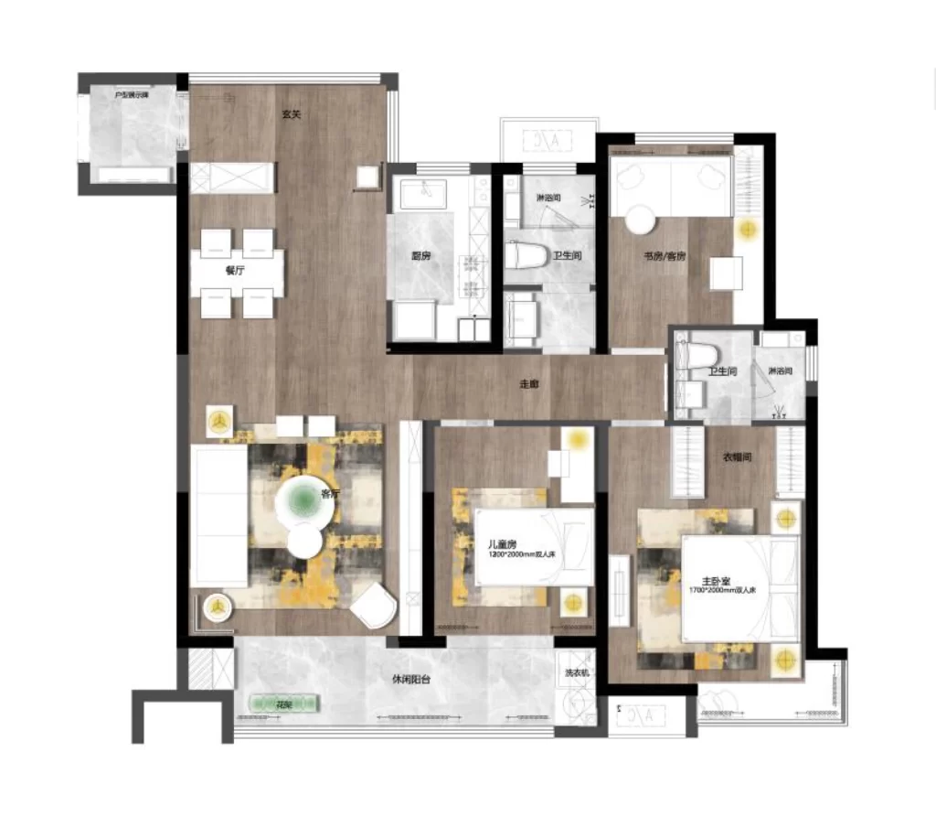Contemporary Open Plan Neutral Tones Wood Flooring Modern Amenities