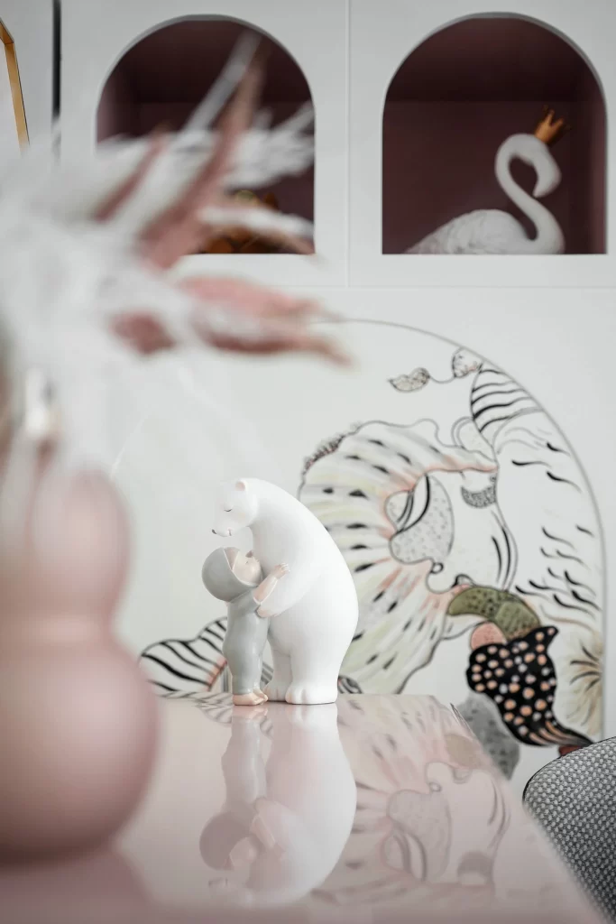 Contemporary Playful Nursery Soft Pastel White Animal Motifs