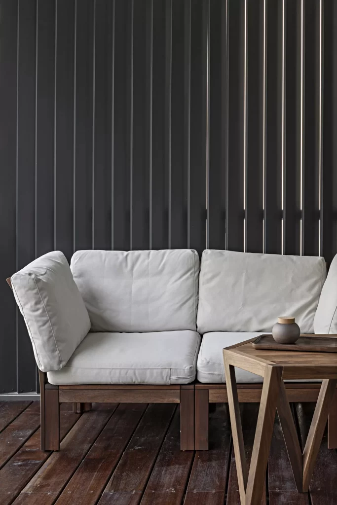 Contemporary Scandinavian Living Room Neutral Beige Dark Wood