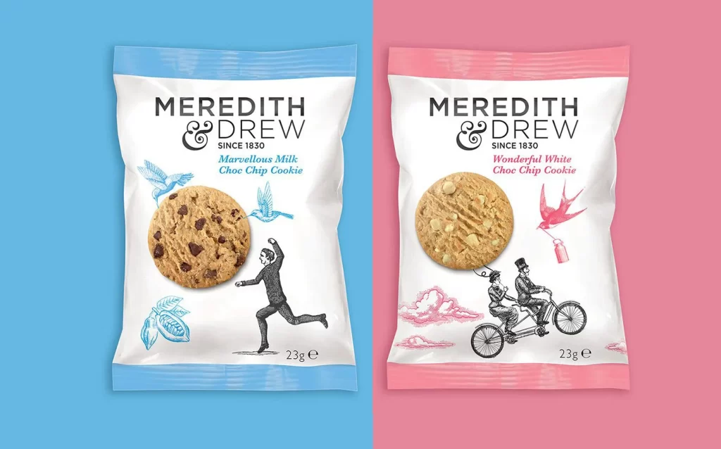 Cookie Packaging Illustrative Blue Red Vintage