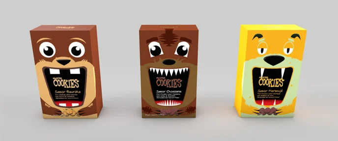 Cookies Cartoon Bright Animal Faces Playful Typography