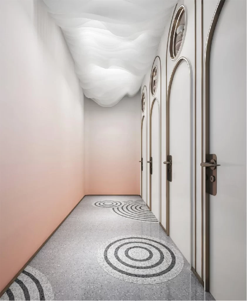Corridor Contemporary White Pink Gradient Geometric Patterns