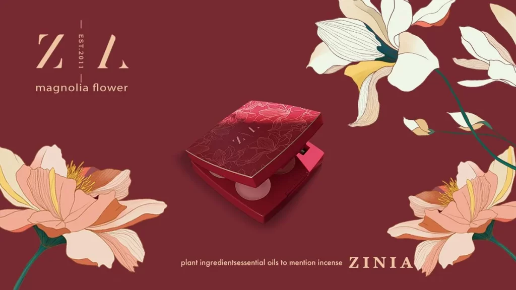 Cosmetics Compact Red Floral Elegant Packaging Design