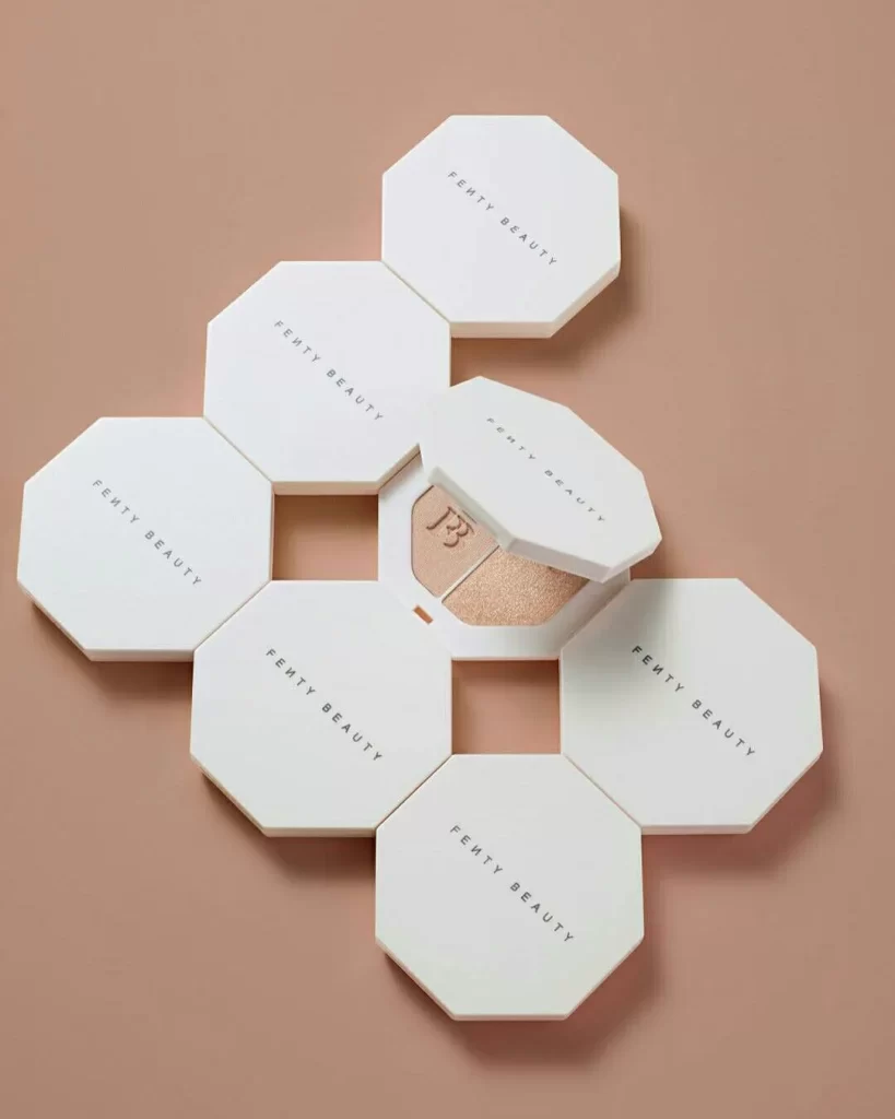 Cosmetics Compact White Hexagon Minimalist Design