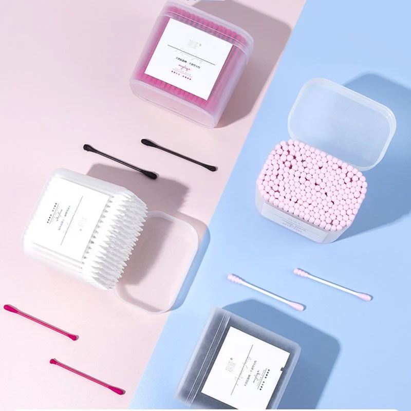 Cotton Swabs Pink White Black Minimalist Design