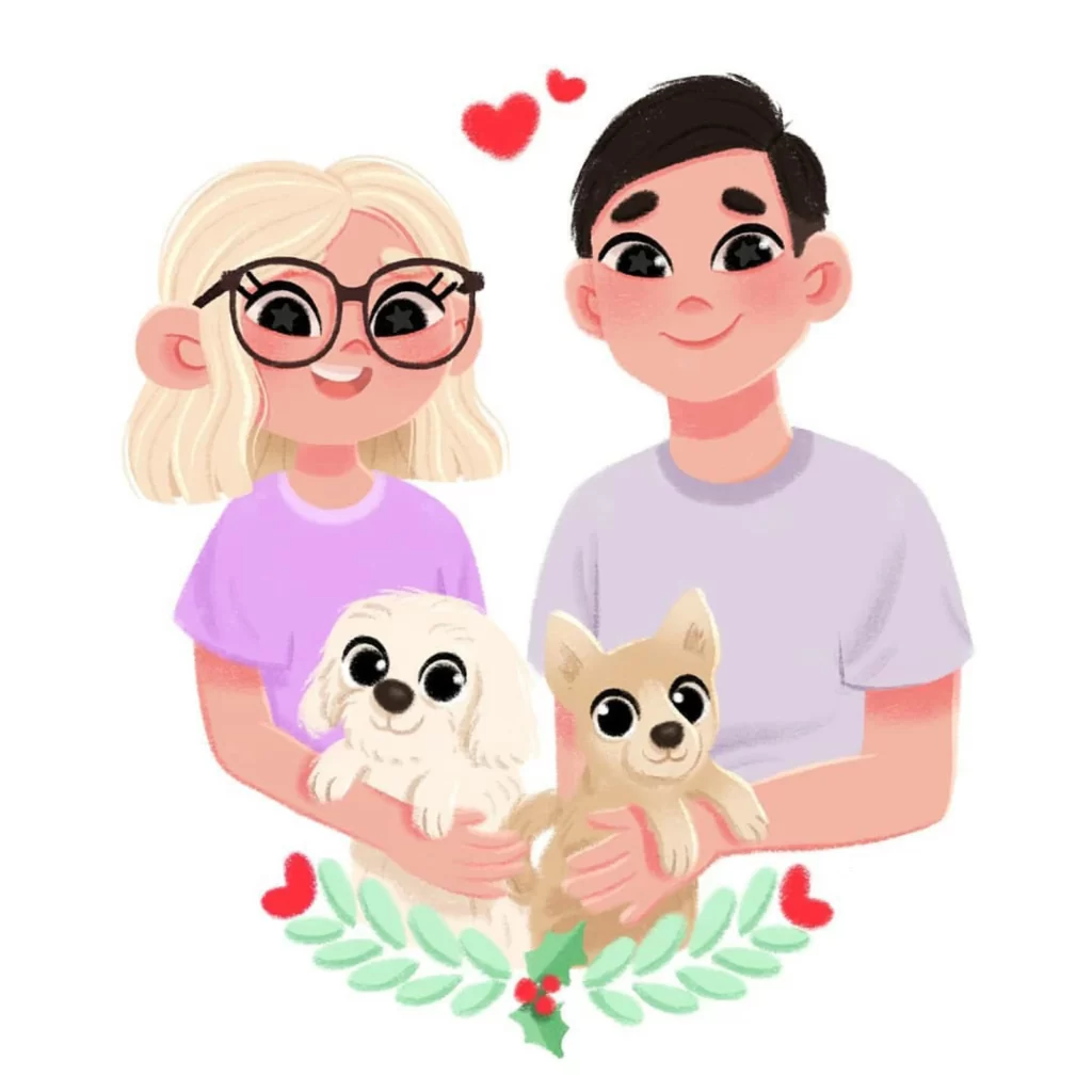 Couple Dogs Love Illustration Eleonore Pelluau
