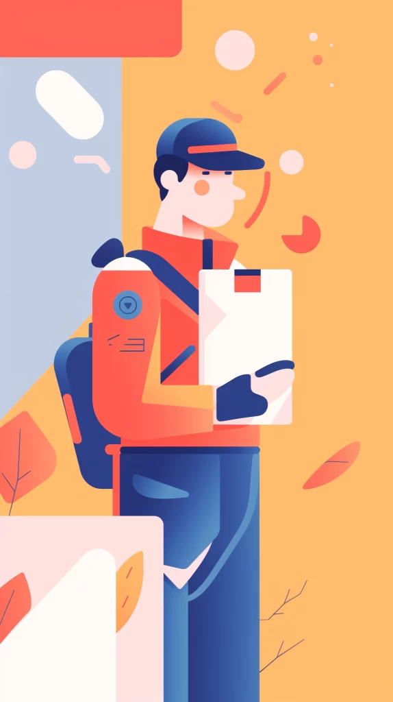 Courier Red Blue Uniform Flat Illustration neutral Modern