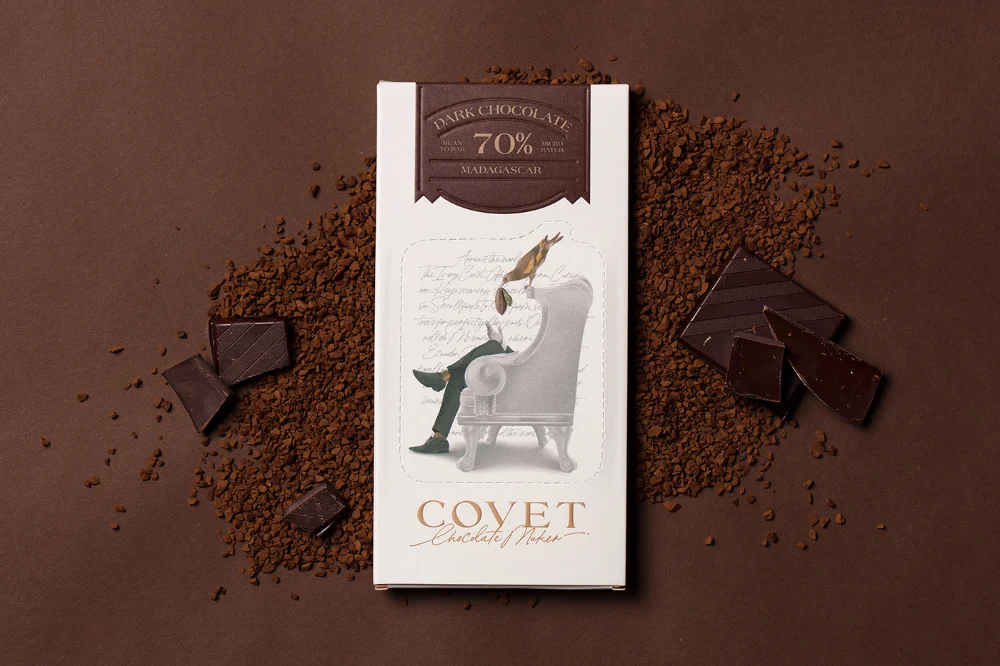 Covet Chocolate Madagascar Dark 70% Elegant Brown White