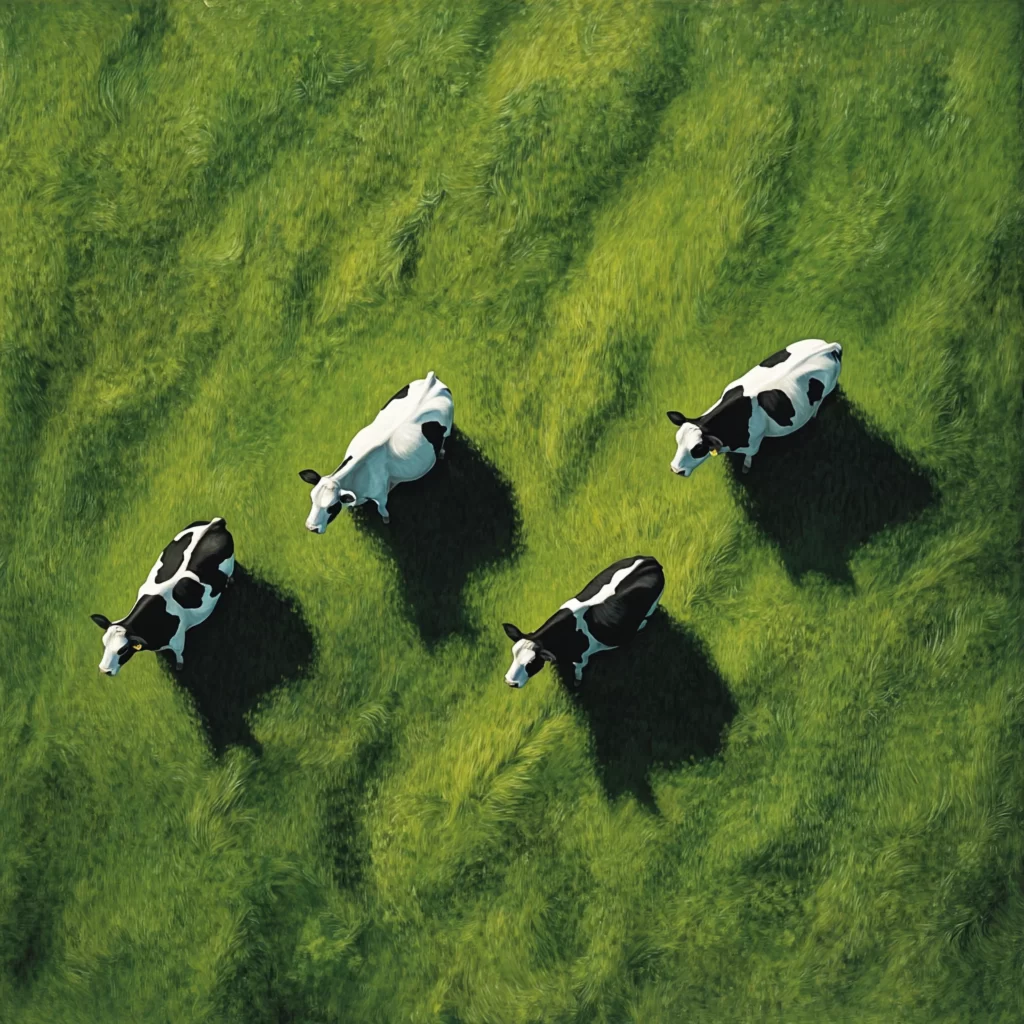 Cows Grazing Green Pasture