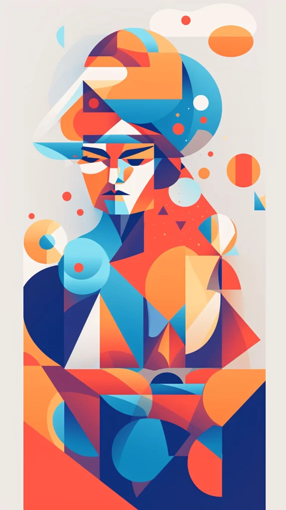 Creative Abstract Geometric Shapes Blue Orange