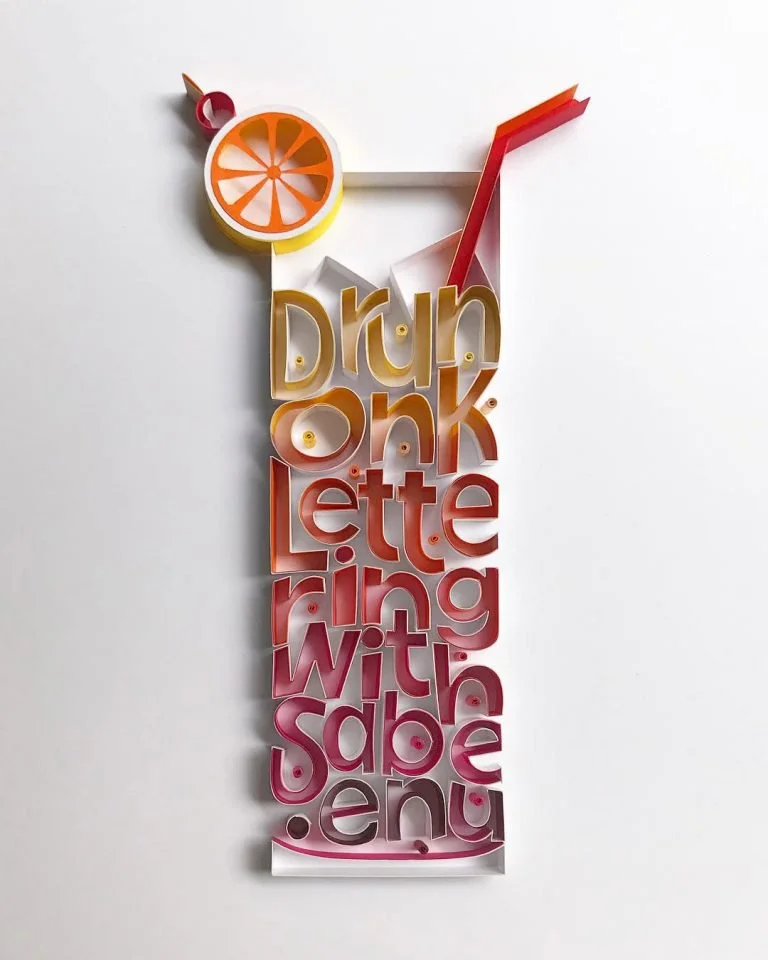 Creative Typography Rounded Edges 3D Effect Gradient Colors Paper Texture Typography Design