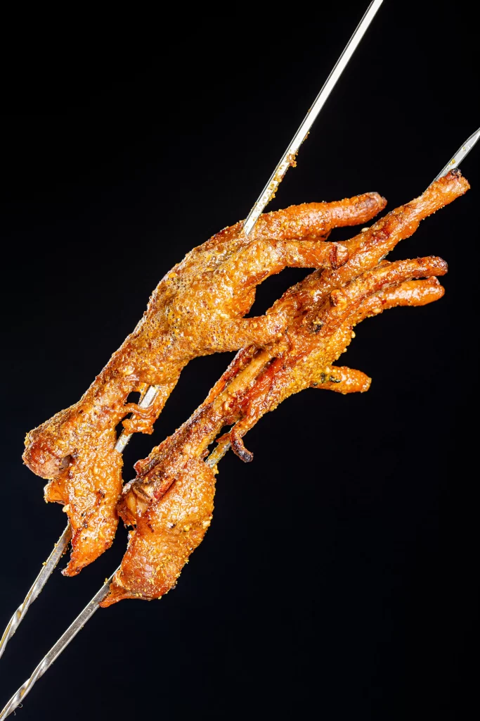 Crispy Pork Skewers Charred Golden Brown Spices