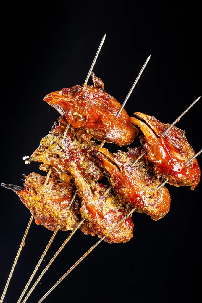 Crispy Pork Skewers Spicy Seasoning Golden Brown