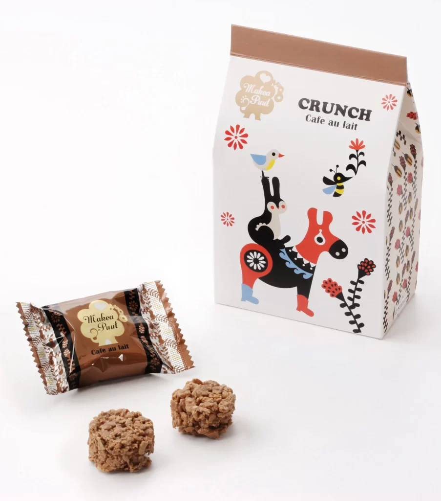 Crunch Cafe au lait Chocolate Box White Red Black Illustration Design