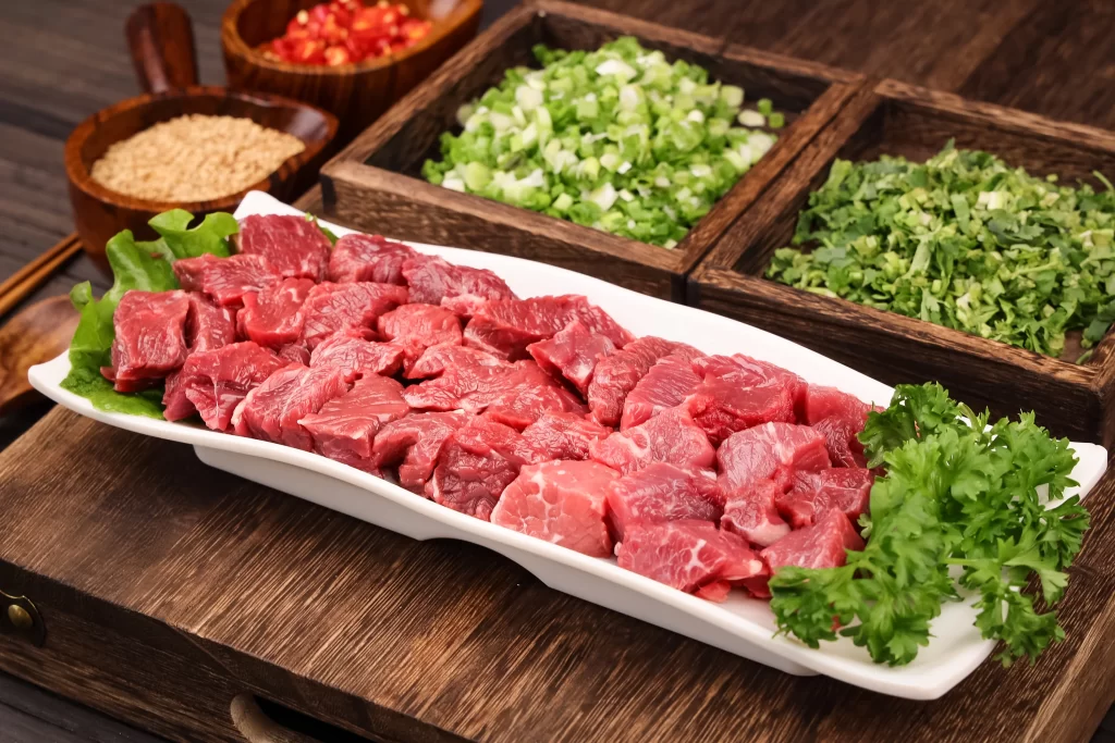 Cube Red Marbled Fat Chaoshan Hot Pot Beef